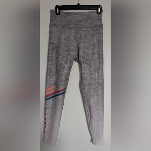 Gray Leggings with Colorful Stripes